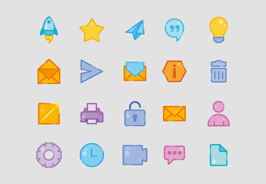 Colorful Mail Communication Illustrations Set