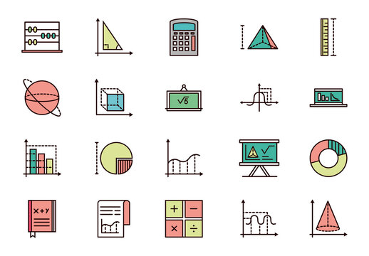 Colorful Math Education Illustration Set