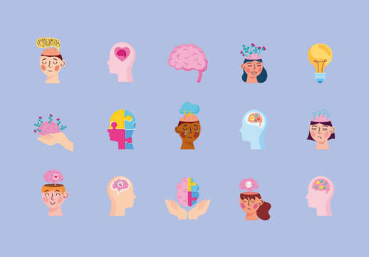 Colorful Mental Health Illustration Set