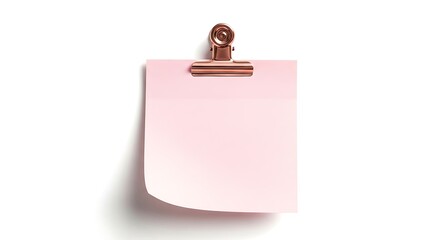 Pink sticky note on white background