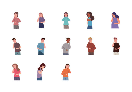 Colorful Sick People llustration Set