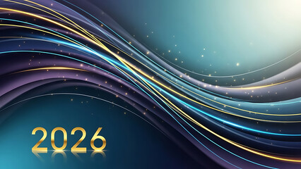 Abstract futuristic background with the year 2026 in vibrant colors