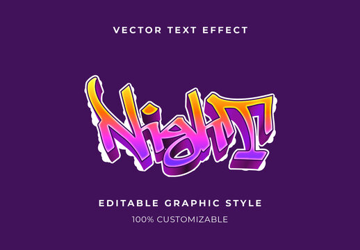 Purple and Yellow Graffiti Tag Text Effect 3D Urban Street Font