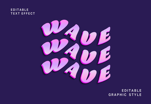 Pink Warped 3D Text Effect Bubble Wave Font