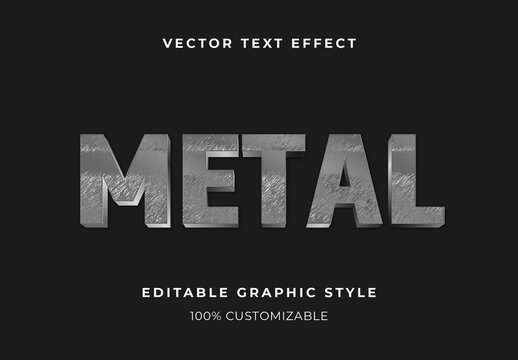 Silver Metallic Steel Text Effect 3D Industrial Strong Font
