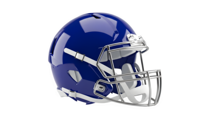 Shiny blue American football helmet isolated on a black background