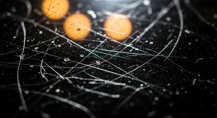 Cracked glass with bokeh lights