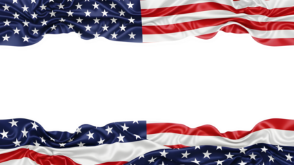 Waving American Flag Border Design with Stars and Stripes on Black Background