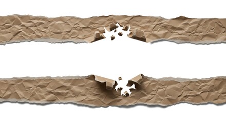 Torn brown paper strips