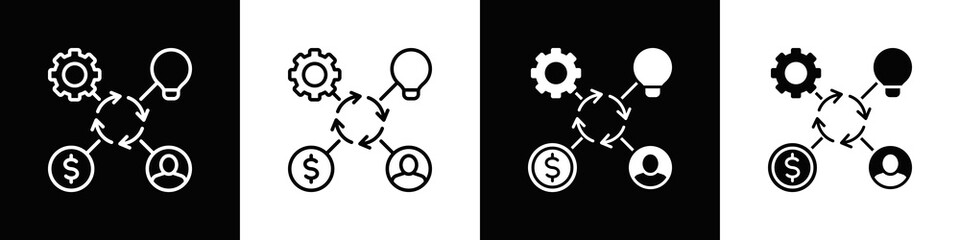 Business Model Icon With Variatif Black White Minimal Style