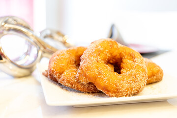 Freshly baked cinnamon sugar doughnuts
