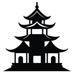 Fototapeta premium pagoda line art silhouette vector illustration