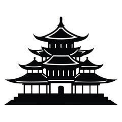pagoda line art silhouette vector illustration