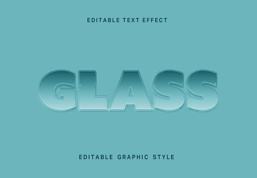 Blue Glass Text Effect Gradient Transparent 3D Block Font