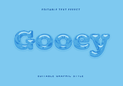 Blue Glass Text Effect Glossy Transparent Liquid Font