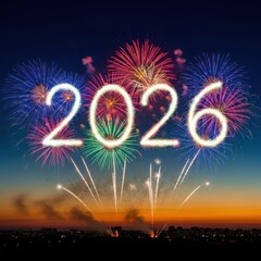 Spectacular Fireworks Display Celebrating 2026 New Year.
