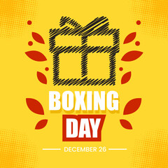 Boxing Day Gift Box Icon Scribble Yellow Background.Vector Illustration
