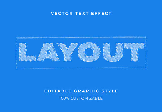 White Blueprint Paper Text Effect Sketch Outline Bold Font