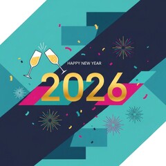 Vibrant New Year 2026 Celebration Graphic Design.