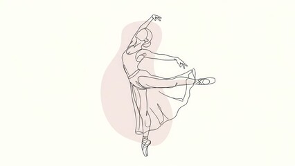 Elegant ballet dancers illustrated in a graceful lineart sketch.