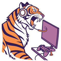 Obraz premium Gamer Tiger eSports Mascot