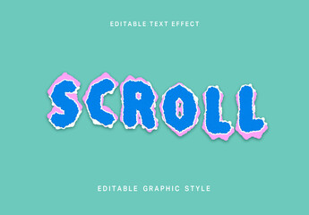 Blue Cut Out Paper Text Effect Rough Edge Font