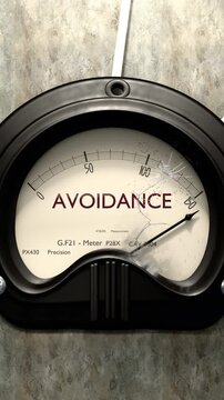 Avoidance meter showing big levels of avoidance. Dangerously increasing values of avoidance, critical overload. Too much, off the charts. Max avoidance