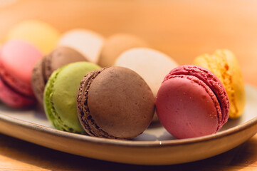 colorful macaroons on a plate