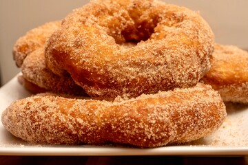 Freshly baked cinnamon sugar doughnuts