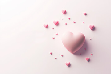 Pink hearts floating isolated on white background