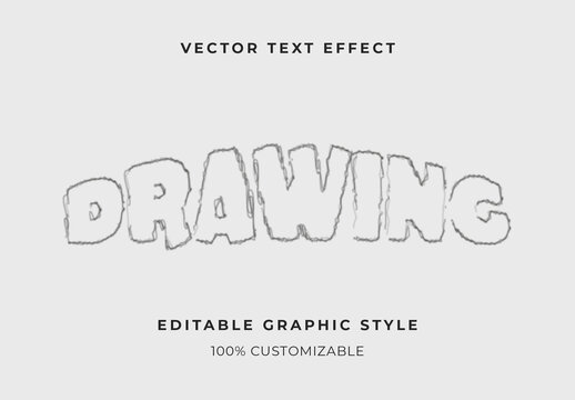 Gray Pencil Drawing Text Effect Outline Sketch Thick Font
