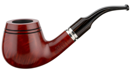 Elegant red wooden pipe with silver accents