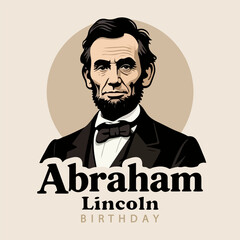 Abraham Lincoln Birthday Portrait, vector art illustration.