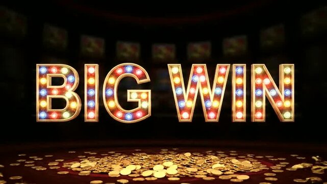 A video showcasing a big win with gold coins and confetti celebration