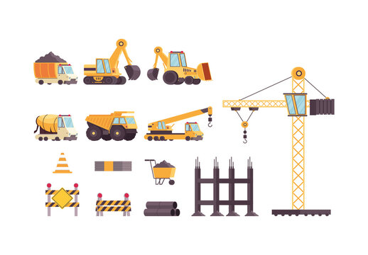 Colorful Construction Elements Illustration Set