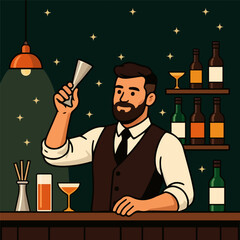 Bartenders International Day bar, vector art illustration.