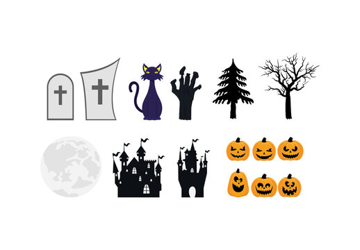 Colorful Halloween Party Elements Illustration Set