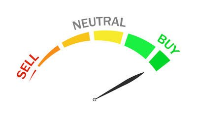 Buy sell arrow investment semicircular indicator, vector art illustration.