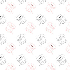 Pattern con graziosi elefanti grigi e rosa