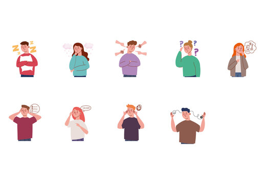 Colorful Obsessive Compulsive Disorder Illustration Set 