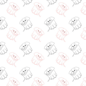 Pattern con graziosi elefanti grigi e rosa