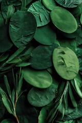 Lush Greenery - A Captivating Close-Up of Assorted Green Leaves.