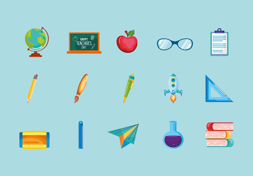 Colorful Teachers Day Illustration Set