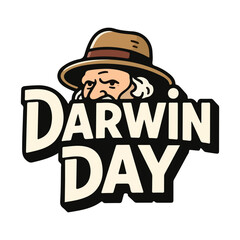 Darwin day typography, vector art illustration.