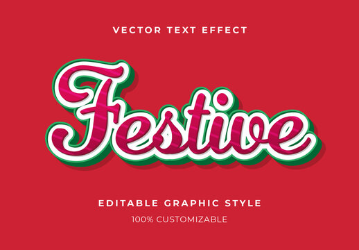 Red 3D Christmas Text Effect Layered Polished Script Font