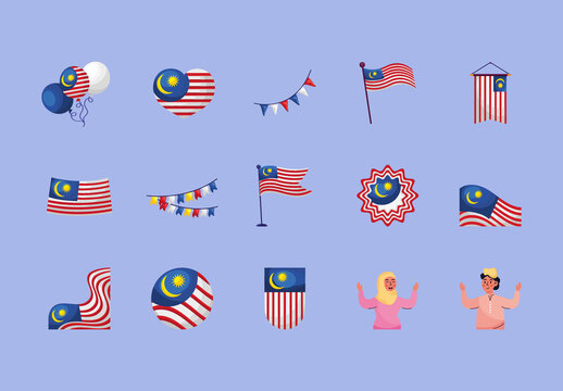Malasia Independence Illustration Set