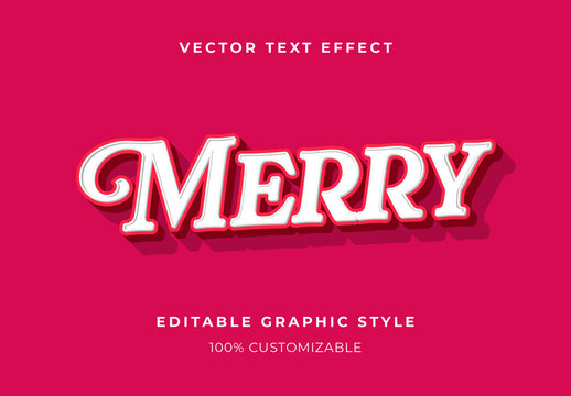 White And Red 3D Christmas Text Effect Elegant Classic Font