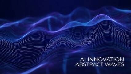 Dark blue abstract waves with white lines and purple accents