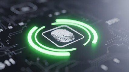 Biometric Security Fingerprint Scan on Circuit Board Technology