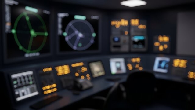 Futuristic control room with glowing screens and advanced technology - Powered by Adobe